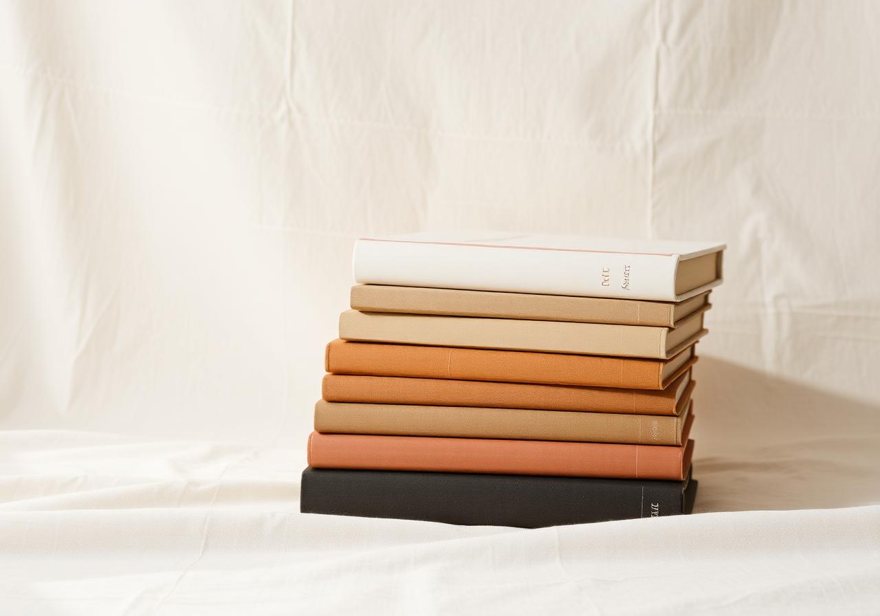 Pila de libros clásicos con luz cálida